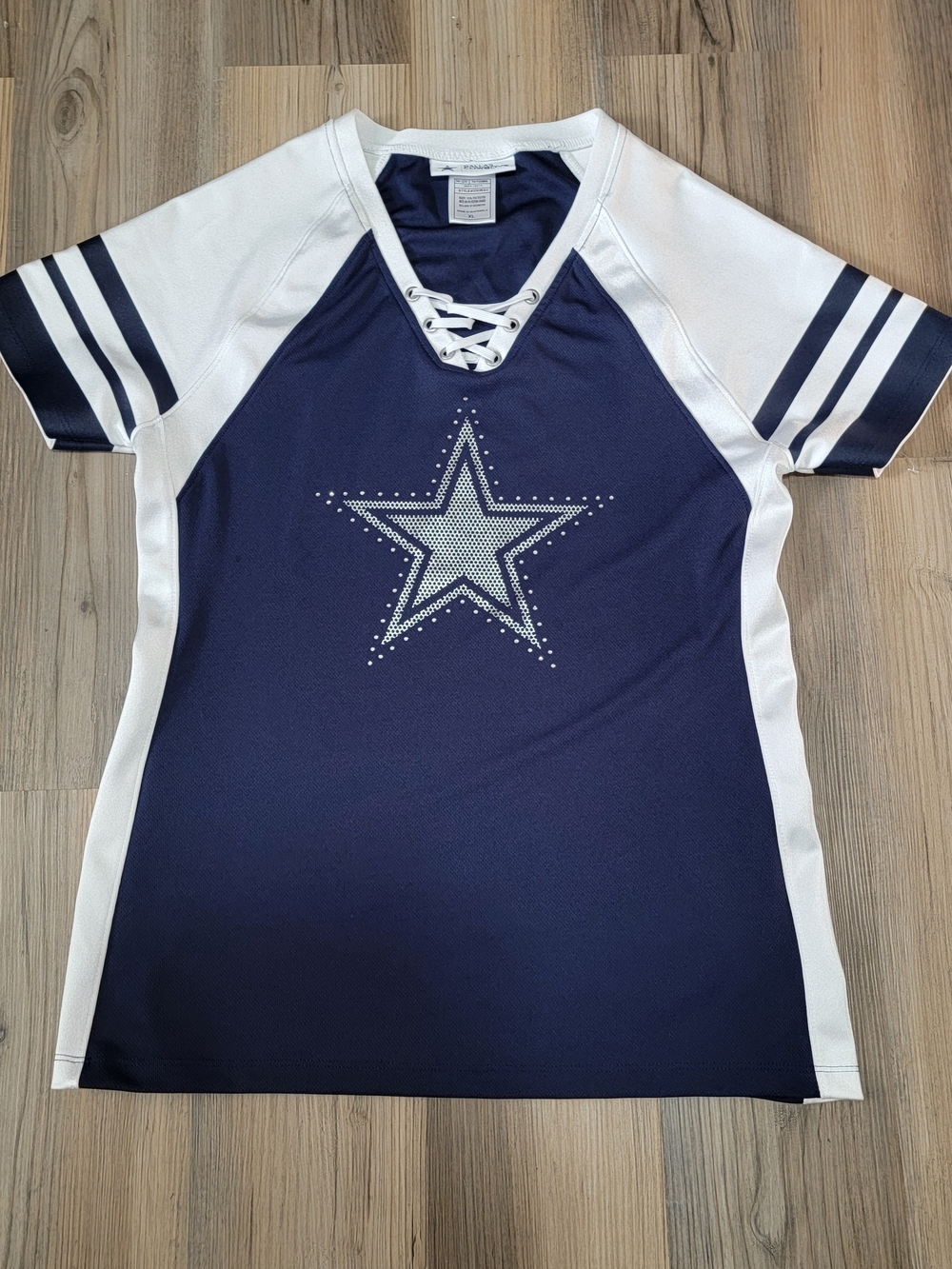 NFL Womens XL Navy and White Star Lace-Up Jersey DALLAS COWBOYS